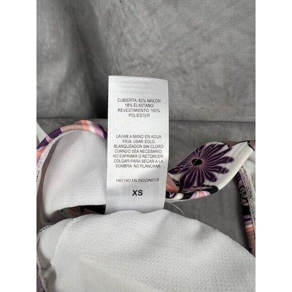 Salt + Cove Printed One-Shoulder Tie Side-Shirred Bikini Top Juniors XS Multi - Picture 4 of 6